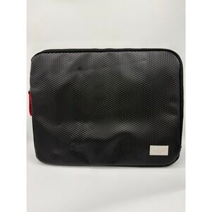 Hugo Boss Parfums Black Textured Laptop Sleeve Case Red Zip Pull 13.5in x 10.5in
